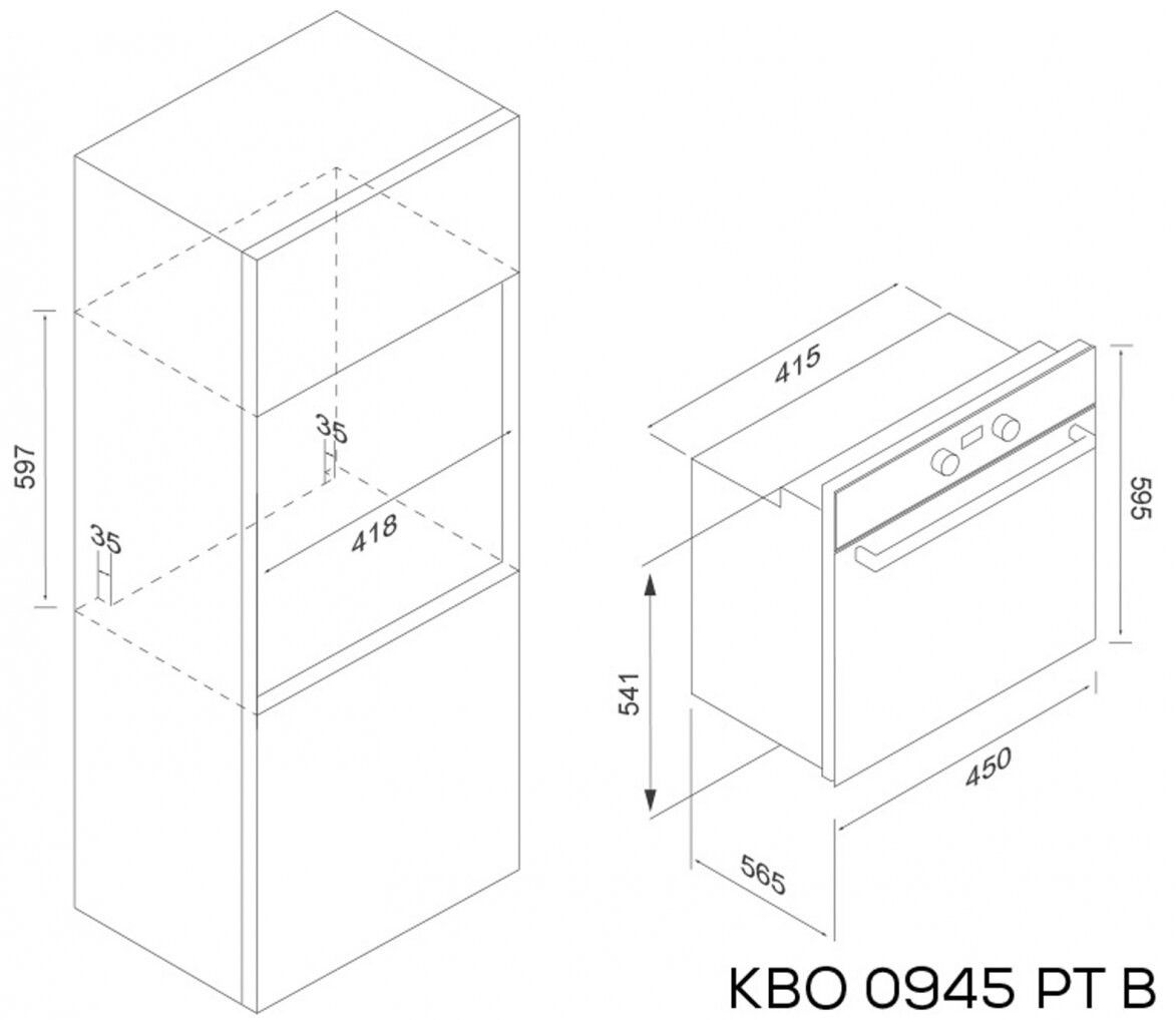 Įmontuojama orkaitė KERNAU KBO 0946 PT B, 45 cm Įmontuojama orkaitė KERNAU KBO 0946 PT B, 45 cm