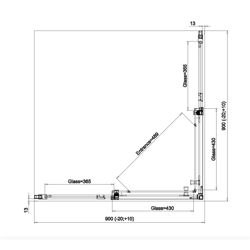 Keturkampė dušo kabina DIVERA 90x90x200 cm, durys stumdomos D22SE2B0905007