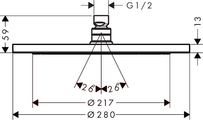 Dušo galva Hansgrohe CROMA 280, 1jet., chromas 26220000