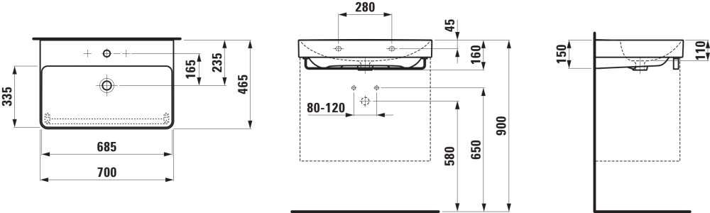 Keramikinis praustuvas LAUFEN PRO X LCC Active 70x46,5cm, H810865A001041 Keramikinis praustuvas LAUFEN PRO X LCC Active 70x46,5cm, H810865A001041