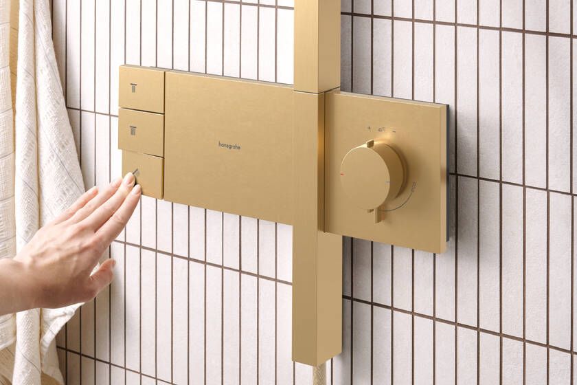 Dušo sistema HANSGROHE Raindance Alive Q su termostatu, šlifuotos bronzos, 24590140 Dušo sistema HANSGROHE Raindance Alive Q su termostatu, šlifuotos bronzos, 24590140