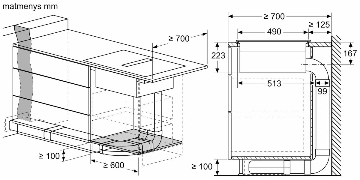 Įmontuojama indukcinė kaitlentė su integruotu gartraukiu Neff N 90, Flex Design, V68YYX4B0, 80 cm
