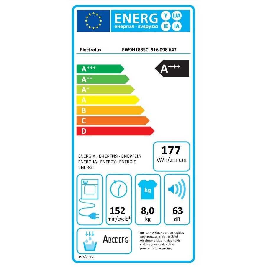 Džiovyklė Electrolux EW9H188SC