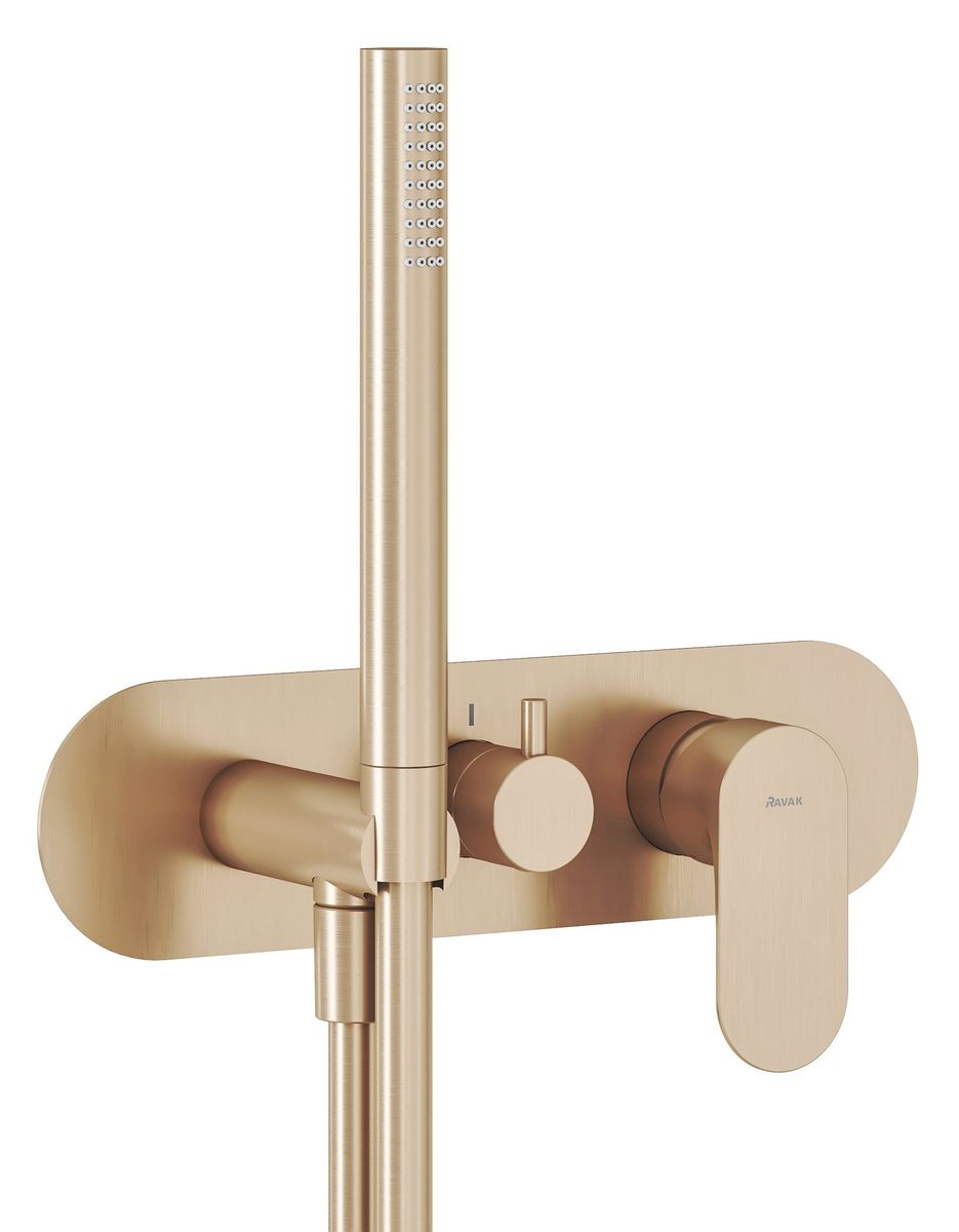 Ravak Eleganta Potinkinis maišytuvas be korpuso, 3 funkcijų, su dušo komplektu, Rose Gold Brushed X070370