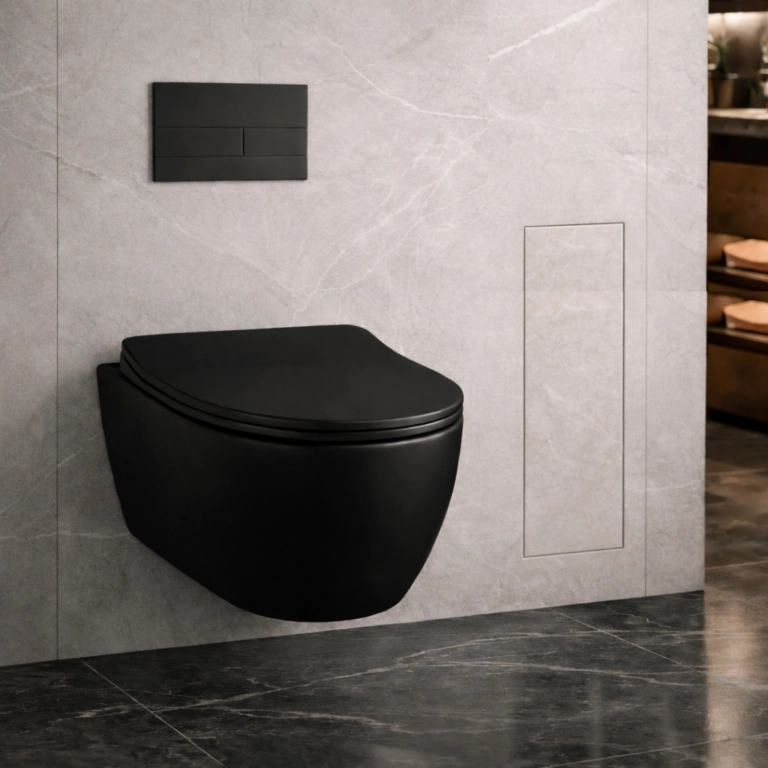 Potinkinė WC šepečio lentyna Balneo Wall Box Brush "L" Right - dešinės pusės, įklijuojamai plytelei, nerūdijantis plienas B0401060108-02