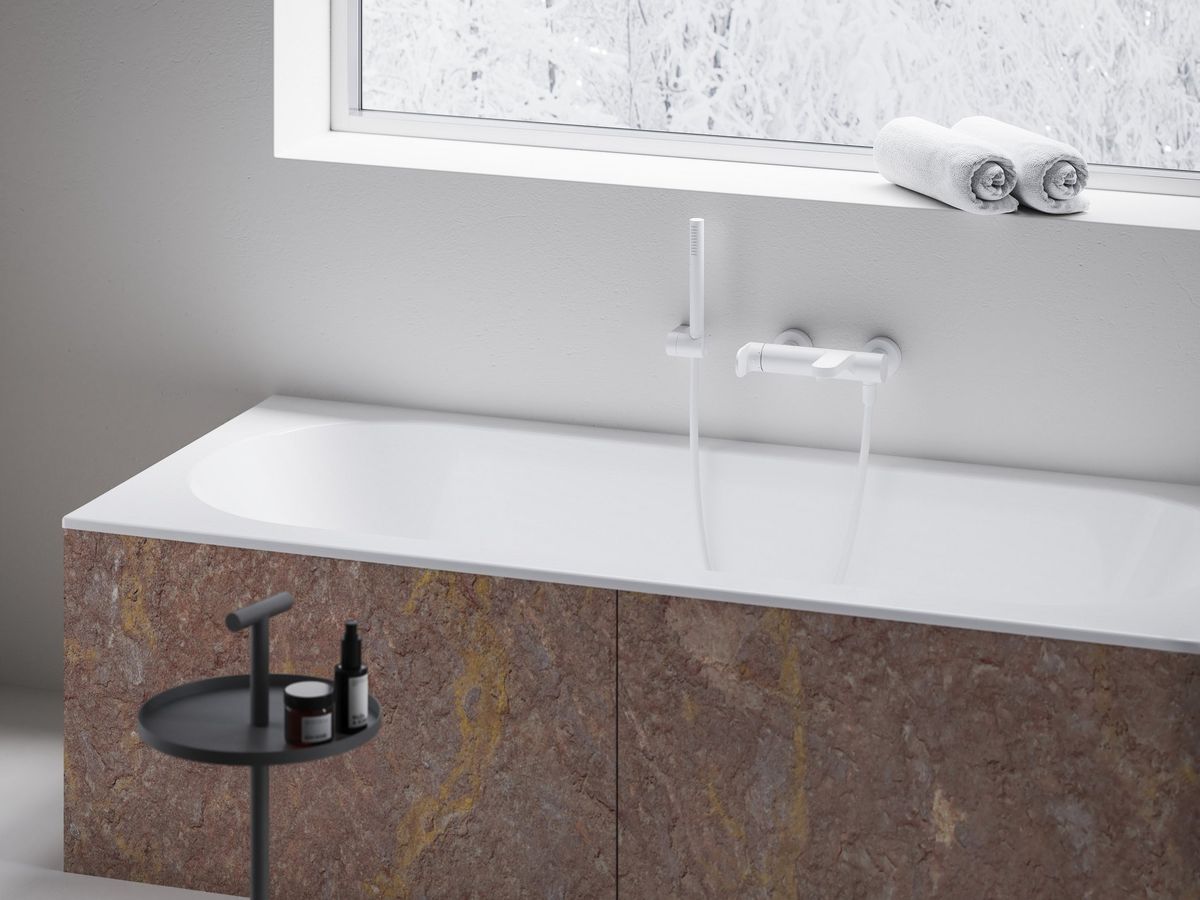 Vonios/dušo sieninis maišytuvas Ravak Eleganta, balta matinė, X070256