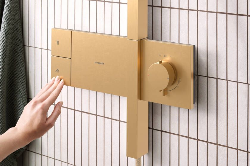 Termostatinė dušo sistema Hansgrohe Raindance Alive S 300 1jet su ShowerSelect Comfort, šlifuota bronza, 24582140 Termostatinė dušo sistema Hansgrohe Raindance Alive S 300 1jet su ShowerSelect Comfort, šlifuota bronza, 24582140
