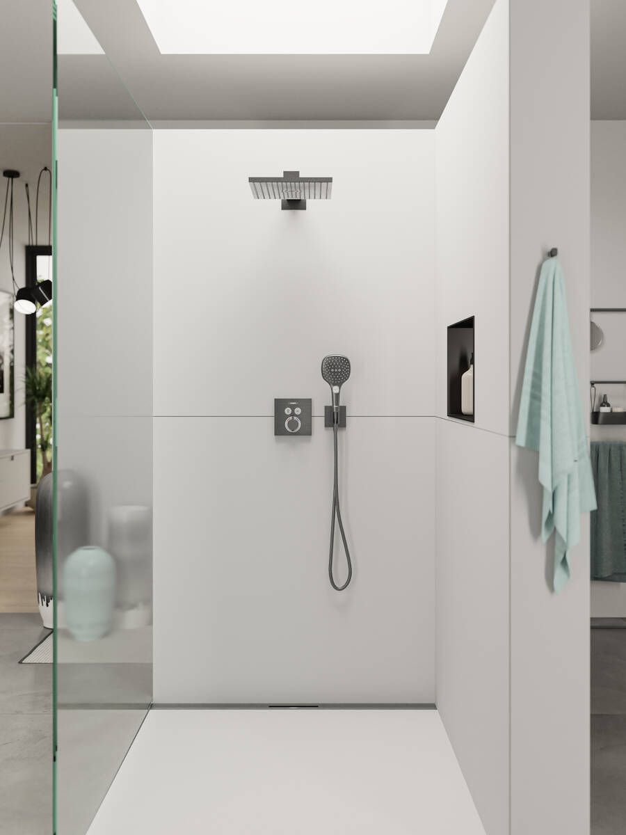 Sieninė jungtis su laikikliu FixFit, Brushed Black Chrome, 26889340