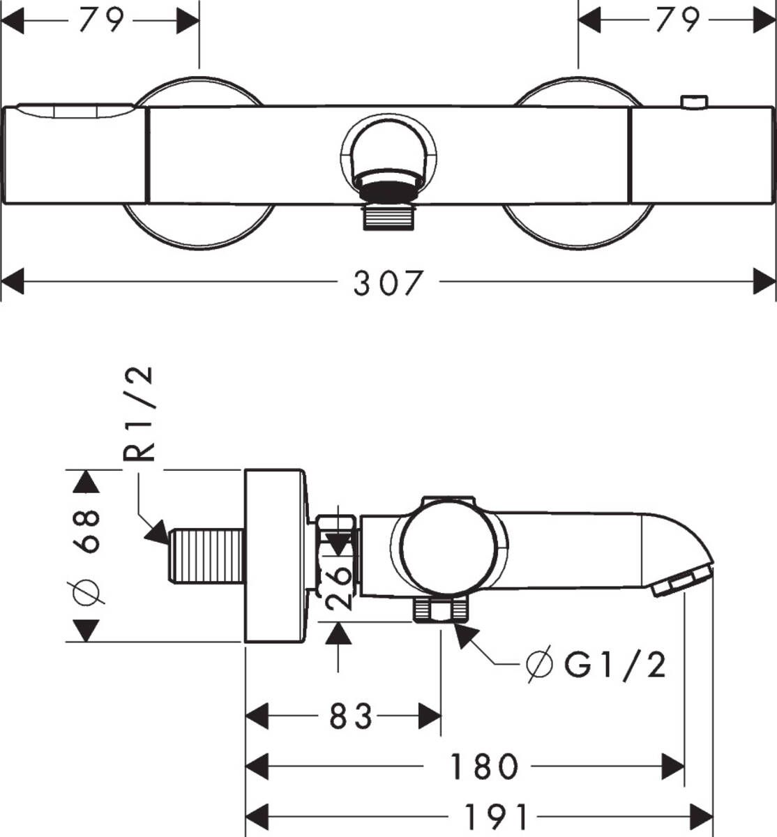 Termostatinis maišytuvas voniai AXOR CITTERIO M, žalvaris, 34435950