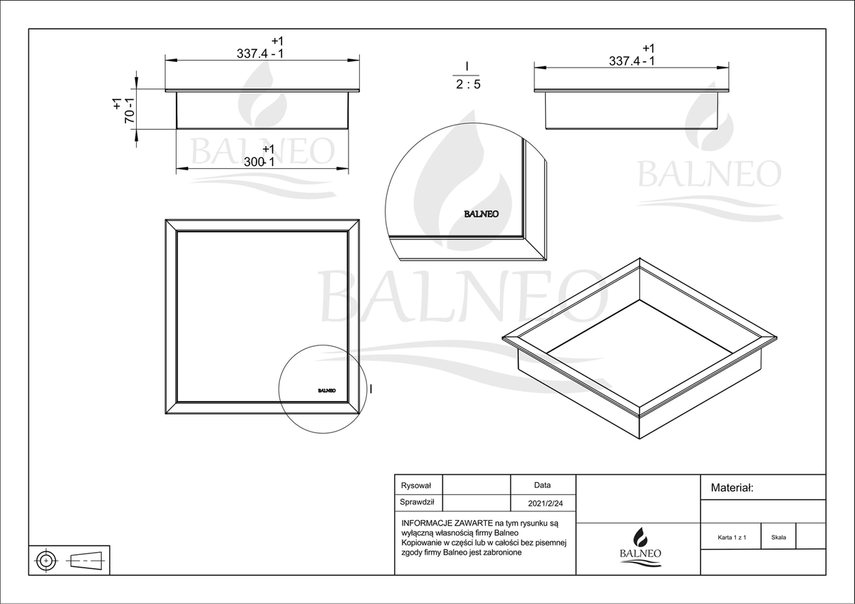 Įleidžiama sieninė lentyna Balneo Wall Box ONE su rėmeliu, vario sp., 30x30x7 cm OB-CO1