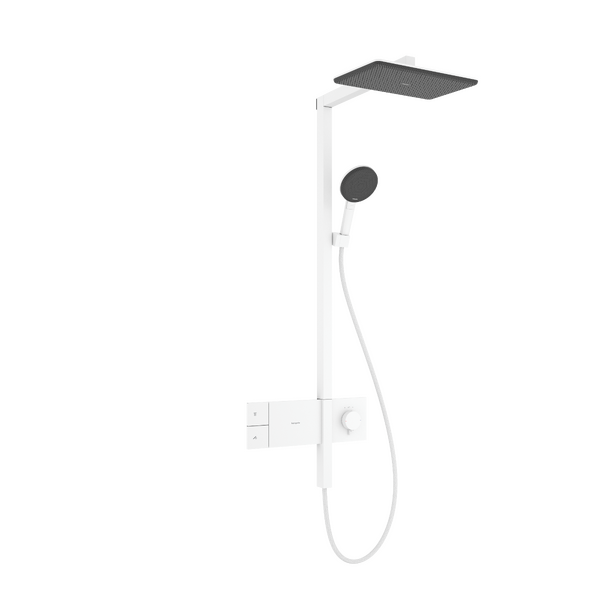 Dušo sistema HANSGROHE Raindance Alive Q 1jet su termostatu, matinė balta, 24580700 Dušo sistema HANSGROHE Raindance Alive Q 1jet su termostatu, matinė balta, 24580700