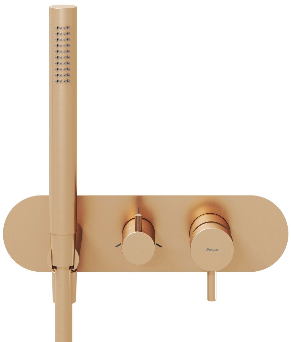 Potinkinis maišytuvas Ravak Espirit su jungikliu 3 funkcijų be korpuso, su dušo komplektu, Rose Gold Brushed X070356
