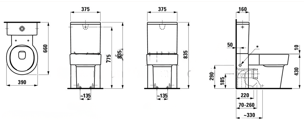 Pastatomas unitazas Laufen VAL rimless, baltas H8242810002311 Pastatomas unitazas Laufen VAL rimless, baltas H8242810002311