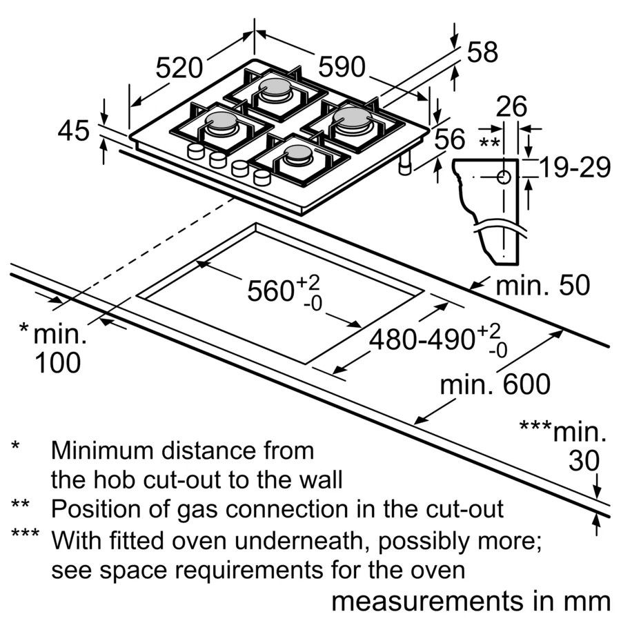 Įmontuojama dujinė kaitlentė Bosch PNP6B6K40 Įmontuojama dujinė kaitlentė Bosch PNP6B6K40