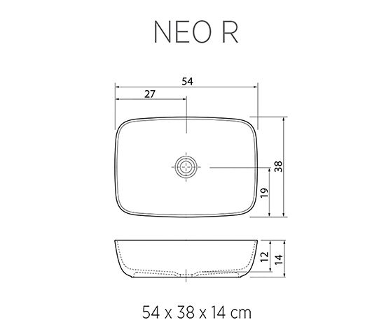 Pastatomas Xonyx™ lieto akmens praustuvas Balteco NEO R 54x38x14 cm, juodai dažyta išore