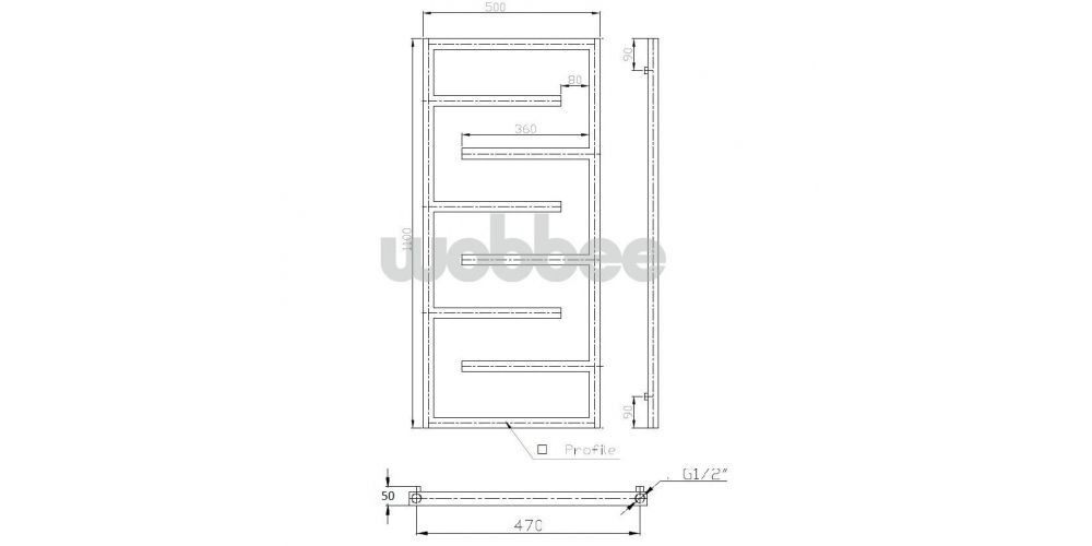 Elektrinis rankšluosčių džiovintuvas Wobbee Welly 50x110 cm, kairinis, baltas