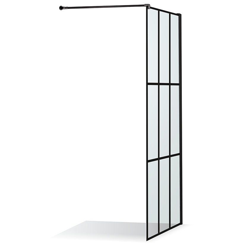 Dušo sienelė Brasta Glass Nero Cube Ema 80 cm, juodas profilis, skaidrus stiklas