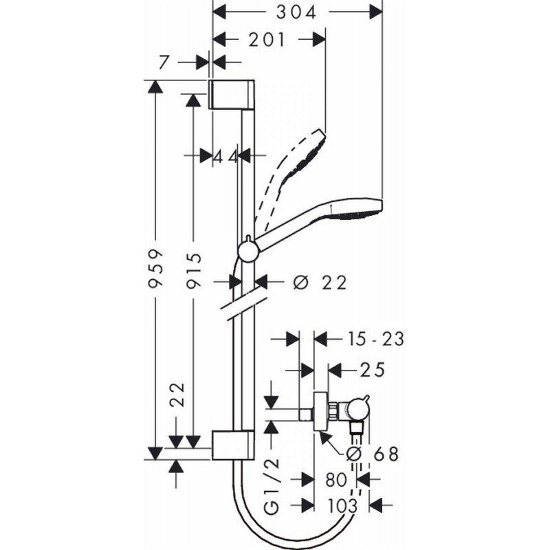 Maišytuvas ir dušo komplektas Hansgrohe Croma Select S vario Combi 27014400