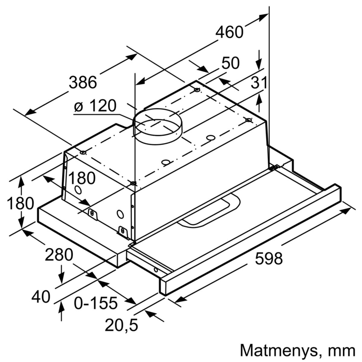 Įmontuojamas gartraukis Bosch DFT63AC50 Įmontuojamas gartraukis Bosch DFT63AC50
