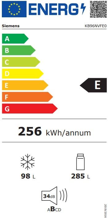 Įmontuojamas šaldytuvas SIEMENS iQ300, KB96NVFE0