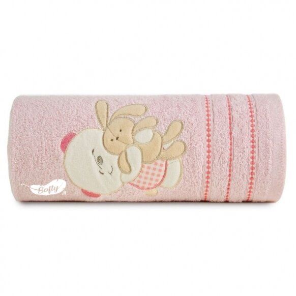 Medvilninis vaikiškas vonios rankšluostis Meškinas, 30x50, rožinė sp., 380502