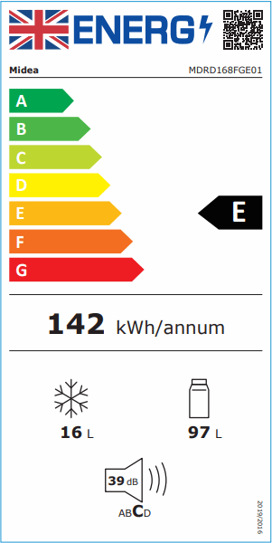 Šaldytuvas Midea MDRD168FGE01