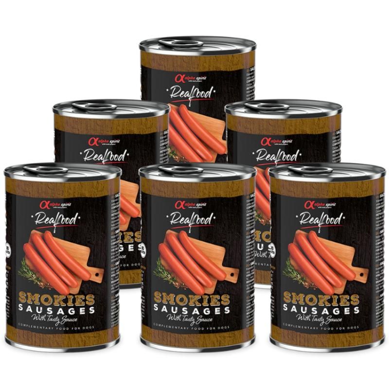 ALPHA SPIRIT Realfood dūmo kvapo dešrelės 400g 6vnt, ALPHD060620012