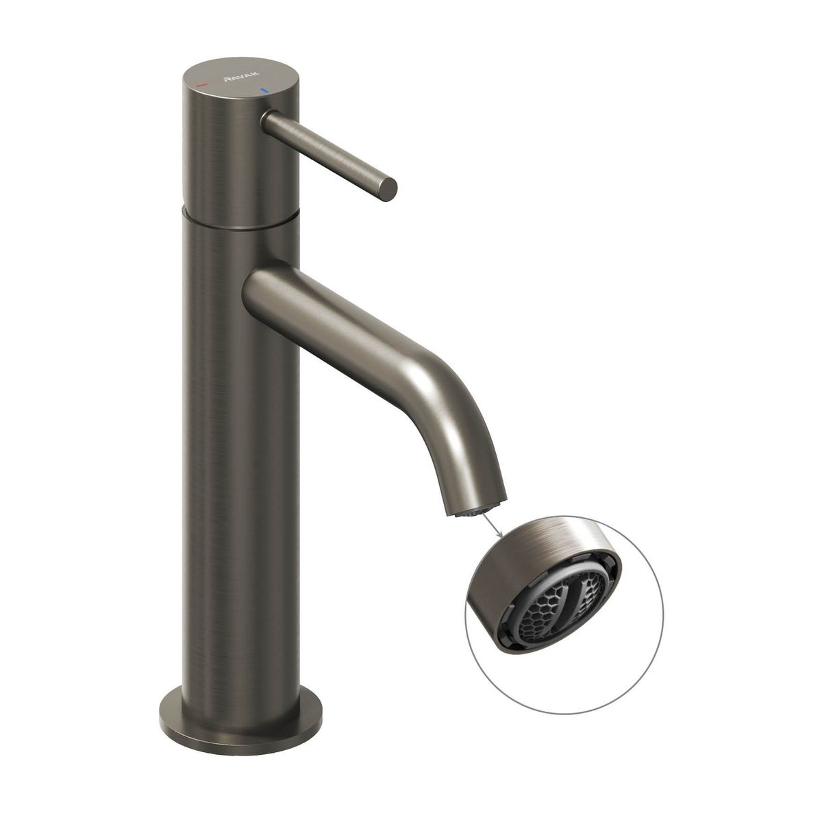 Praustuvo maišytuvas Ravak Espirit BeCool 190 mm be dugno vožtuvo, Graphite Brushed X070397