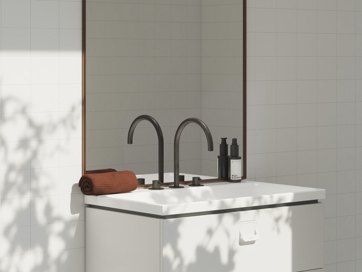 Praustuvo maišytuvas Ravak Espirit 270 mm, 3 dalių be dugno vožtuvo, Graphite Brushed X070312