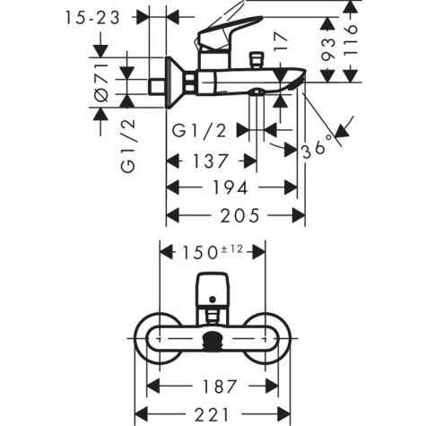 Vonios / dušo maišytuvas Hansgrohe Logis, chromas, 71400000