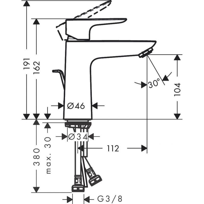 Maišytuvas praustuvui Hansgrohe TALIS E 110 auksinis 71710990