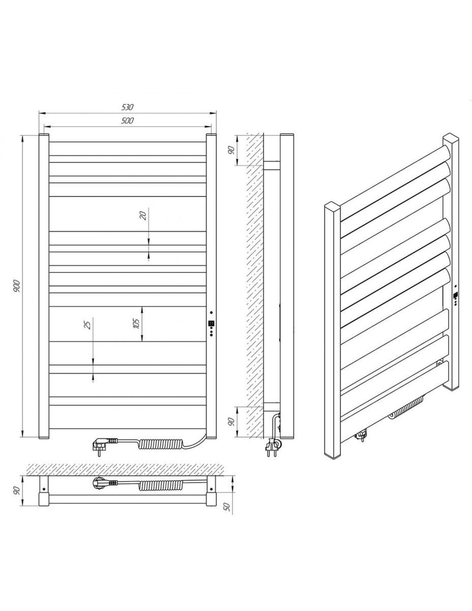 Elektrinis rankšluosčių džiovintuvas Laris LAVINA, 50x90, juodos sp. 75201092