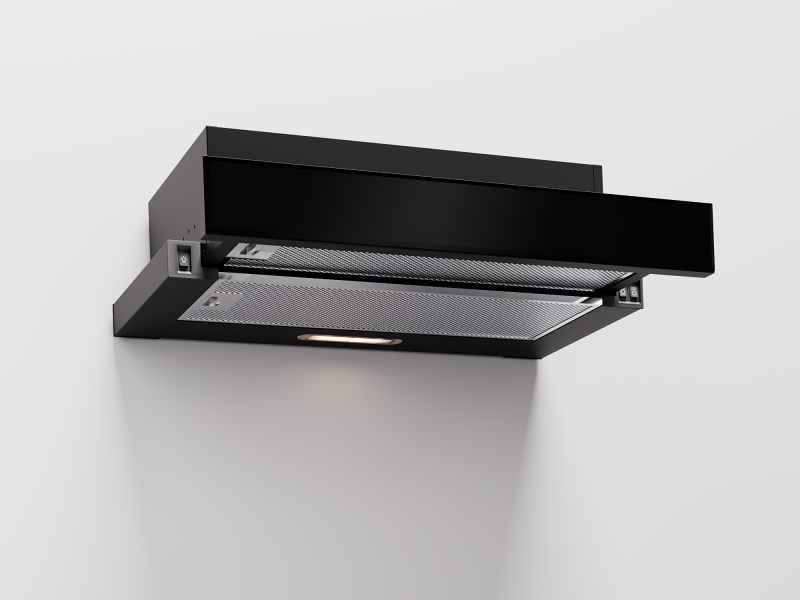 Recirkuliacinis 60 cm gartraukis Schlosser 3062-60VR10GLB (Black Glass), juodas