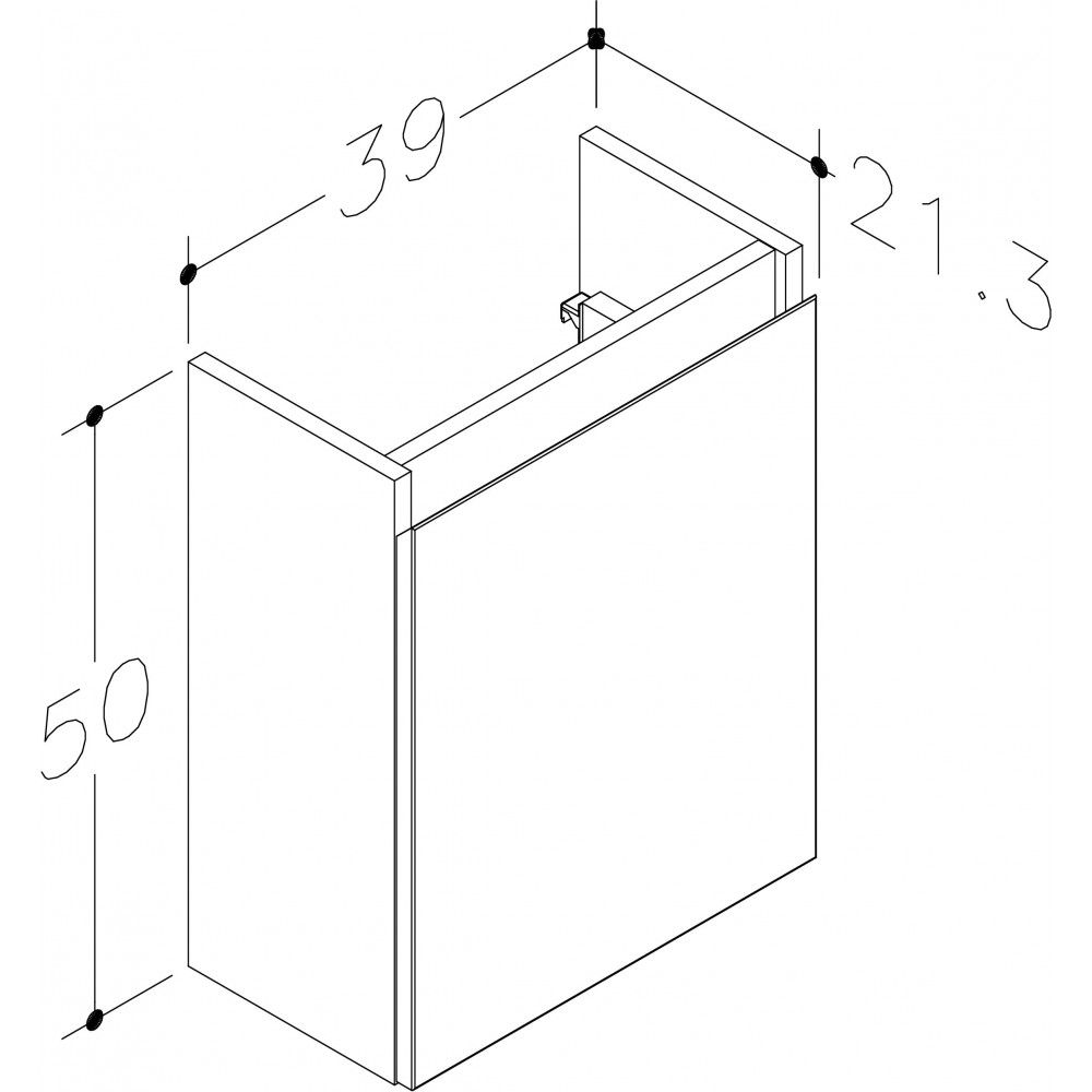 Spintelė po praustuvu Kame MINI, durelių vyriai dešinėje, kakavinė BU/40x22-R/D15-MN