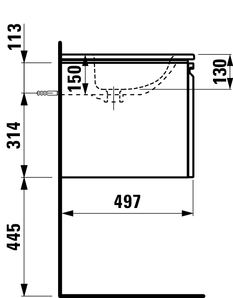 Praustuvas su spintele Laufen Pro S 60x50 cm, grafito, H8609614801041