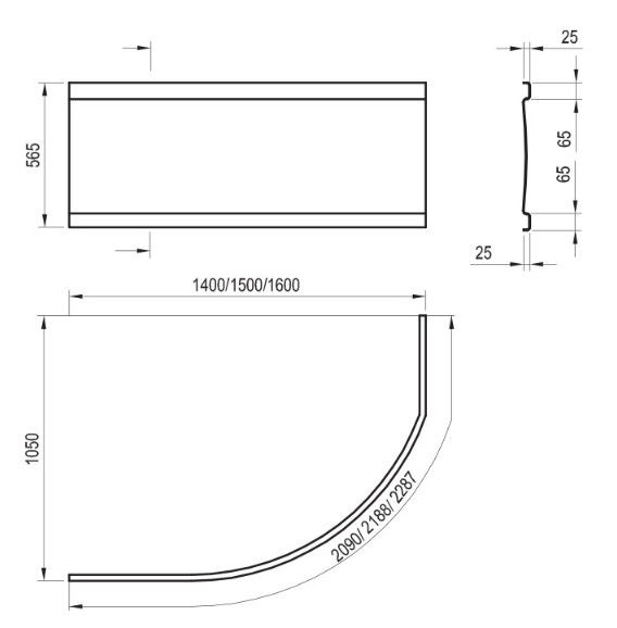 Uždengimas voniai A ROSA 140 L,R balta CZH1000A00