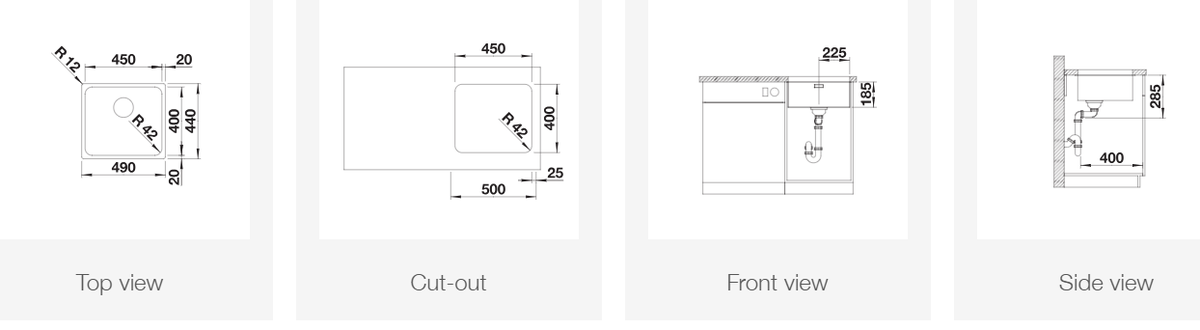 Plieninė plautuvė BLANCO SOLIS 450-U BRUSHED InFino O.AF