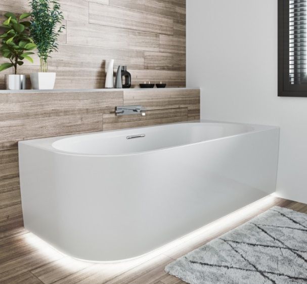 Laisvai statoma vonia Riho Desire Corner 170x77 cm, su LED apšvietimu, balta, kairė, B157002005