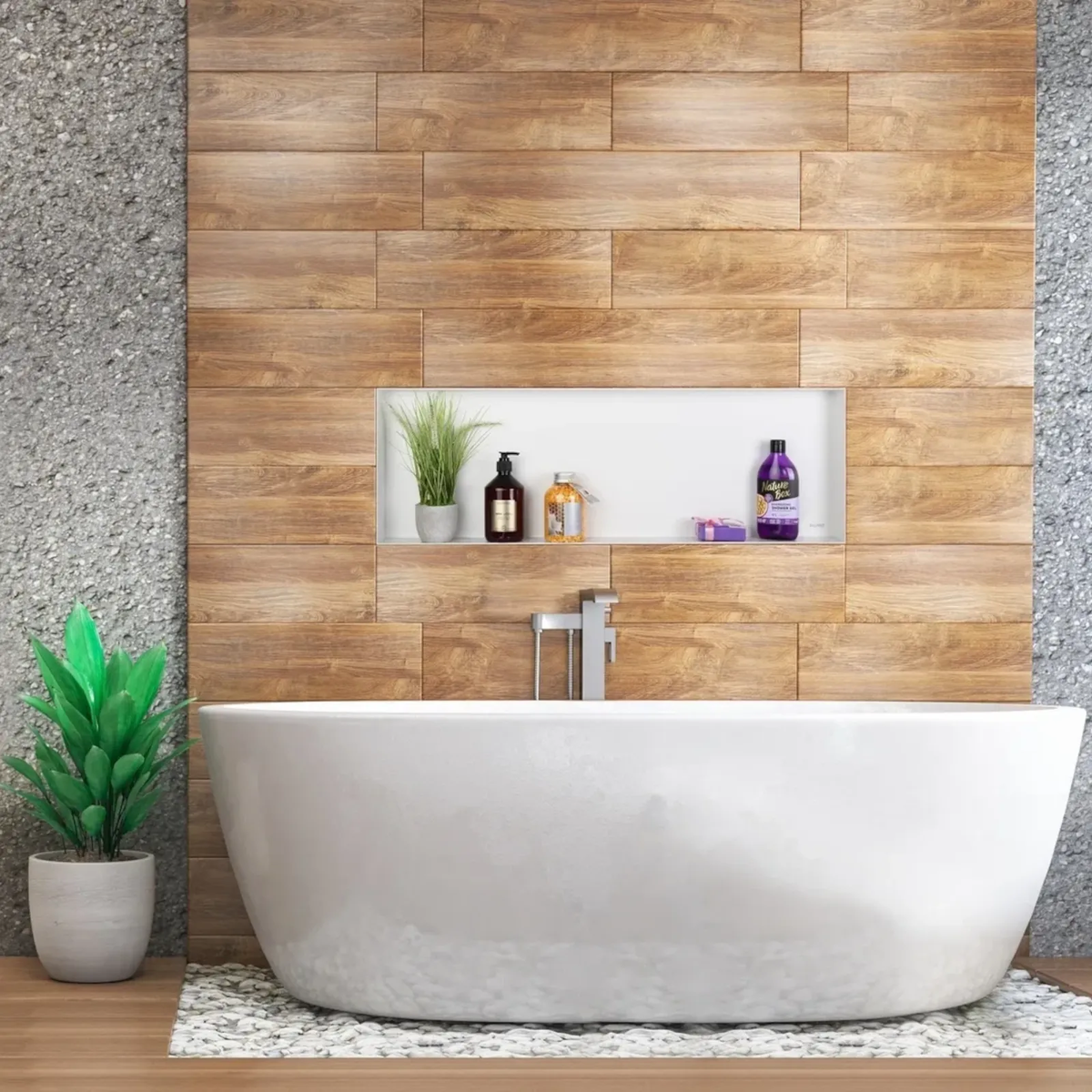 Įleidžiama berėmė sieninė lentyna Balneo Wall Box NO RIM, baltosmatinė, 60x30x7 cm, OB-WH3-NR