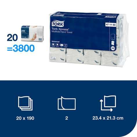 Rankšluosčiai servetėlėmis Tork Xpress Multifold Universal, H2, 2sl, 471103