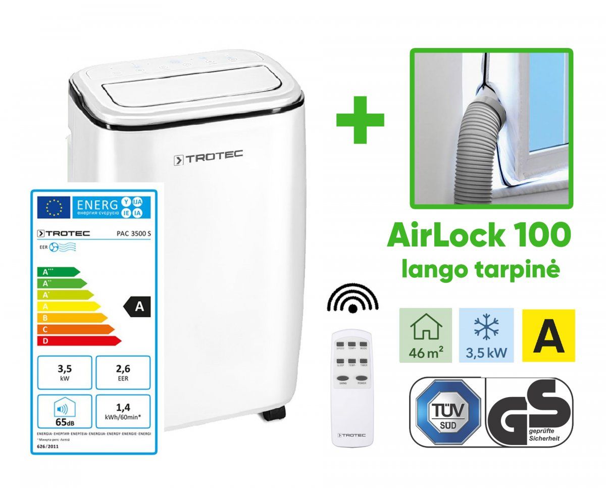Mobilus oro kondicionierius Trotec PAC 3500 S ir lango tarpinė Trotec AirLock 100 25-00496