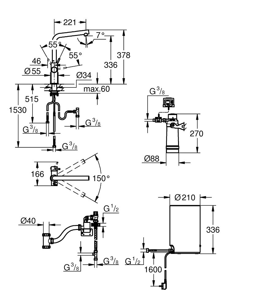 Maišytuvas ir M dydžio boileris Grohe Red Duo, 30327001