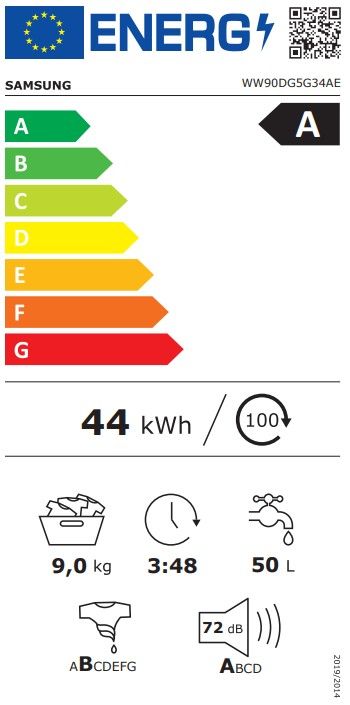 Skalbimo mašina Samsung WW90DG5G34AELE Skalbimo mašina Samsung WW90DG5G34AELE
