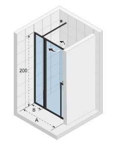 Dušo durys Riho Lucid GD104, 120 cm, juoda matinė