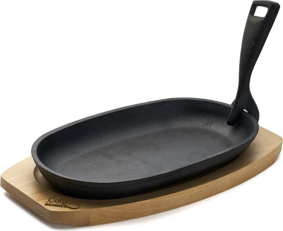 Keptuvė steikams su medine baze ketaus 24x14cm HR-YT-995 HEINNER Keptuvė steikams su medine baze ketaus 24x14cm HR-YT-995 HEINNER