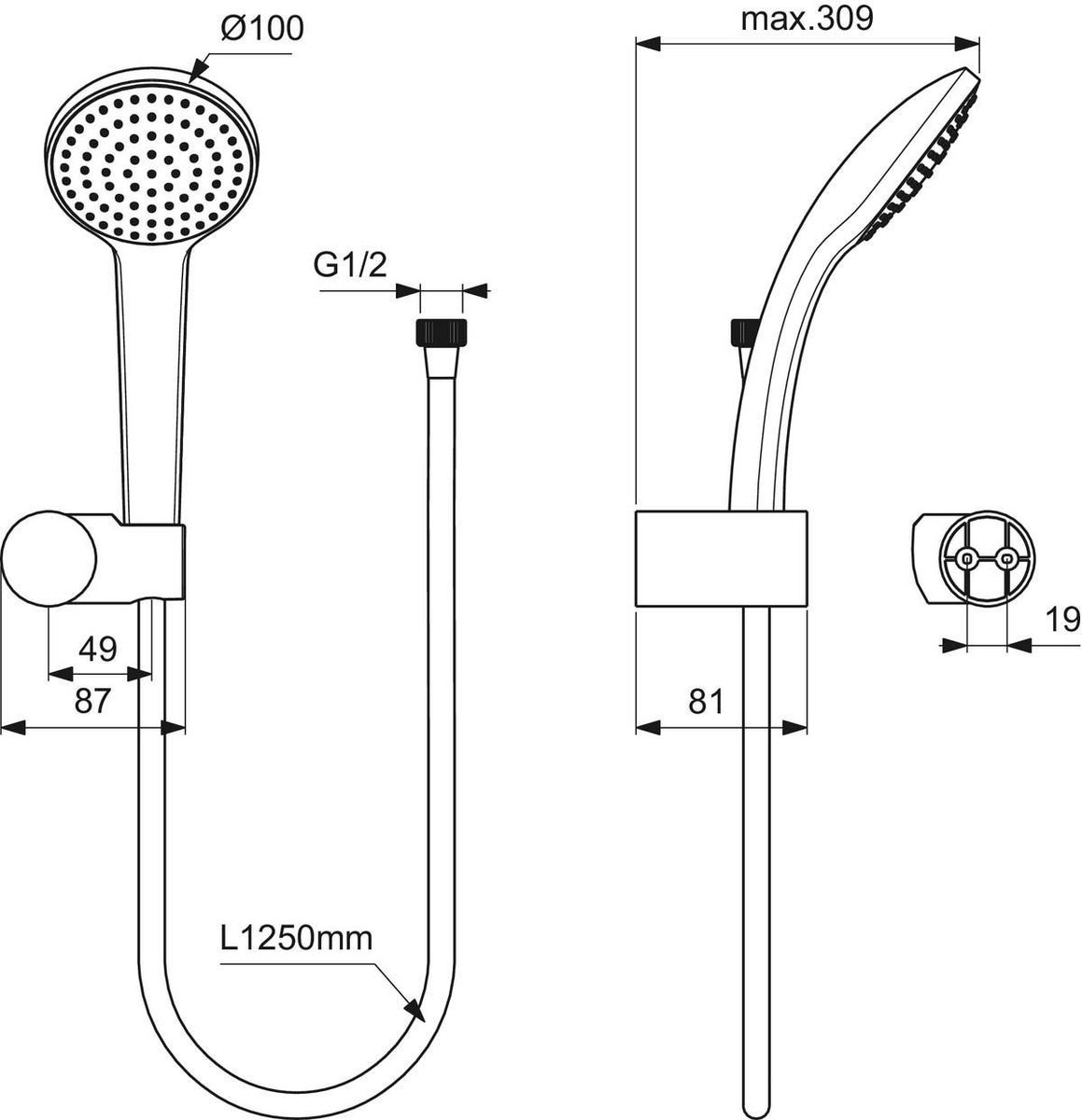 Dušo komplektas Ideal Standard Idealrain Soft, chromas, B9451AA