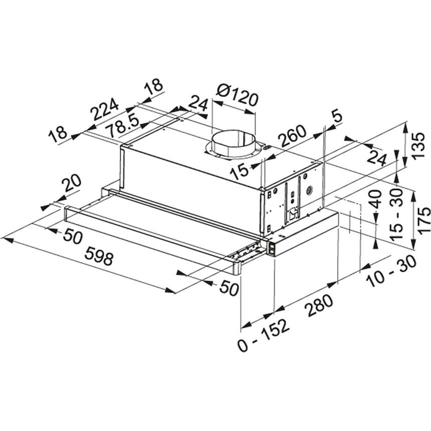 Įmontuojamas gartraukis Franke Telescopic Glass FTC 601 WH GL, 110.0439.277, baltas stiklas