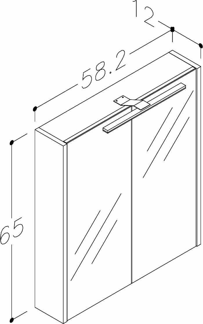 Veidrodinė spintelė su apšvietimu Raguvos Baldai Urban, LED, IP44, balta matinė, 60 cm, 2002312