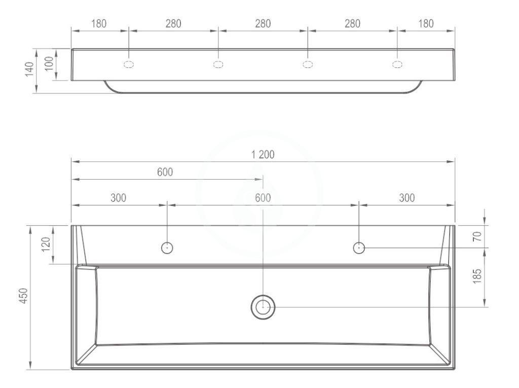 Praustuvas Ravak NATURAL DUO 1200, baltas XJO01212000