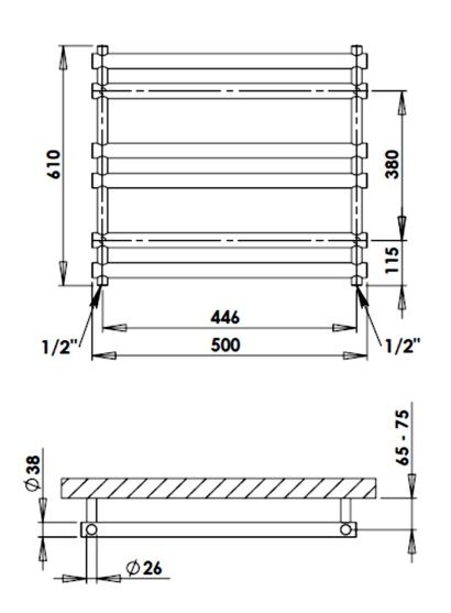 Rankšluosčių džiovintuvas PMH Ulysses 50x61 cm, chromas, U1C Rankšluosčių džiovintuvas PMH Ulysses 50x61 cm, chromas, U1C